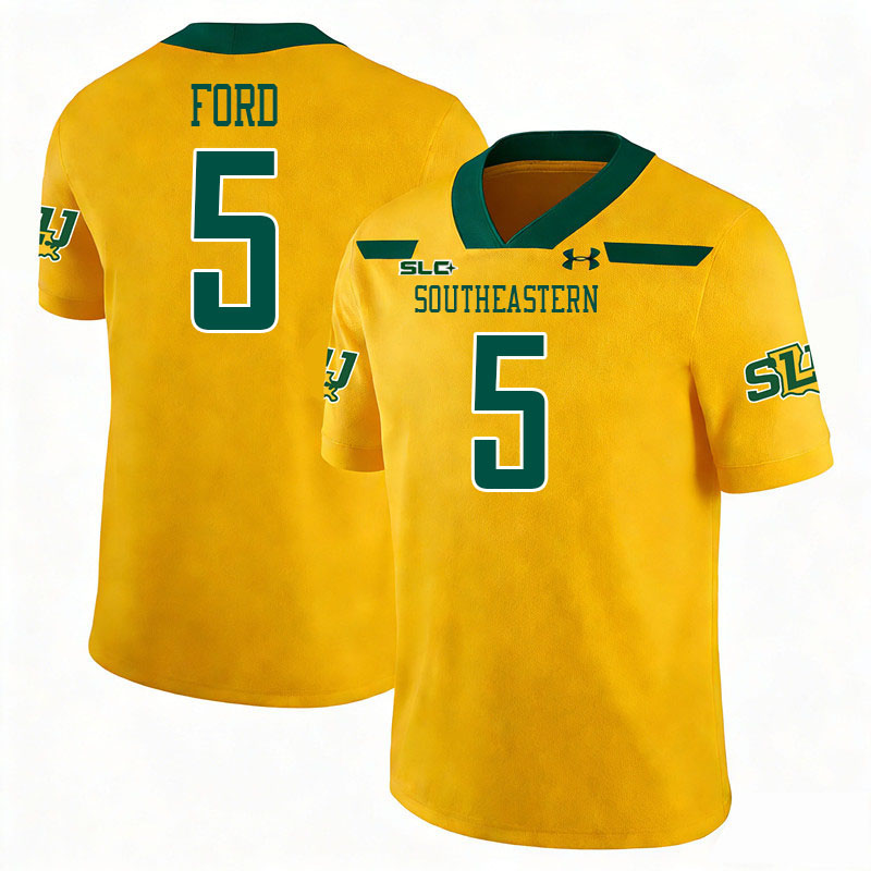 Southeastern Louisiana Lions #5 Khamron Ford College Football Jerseys,Uniforms Stitched-Gold